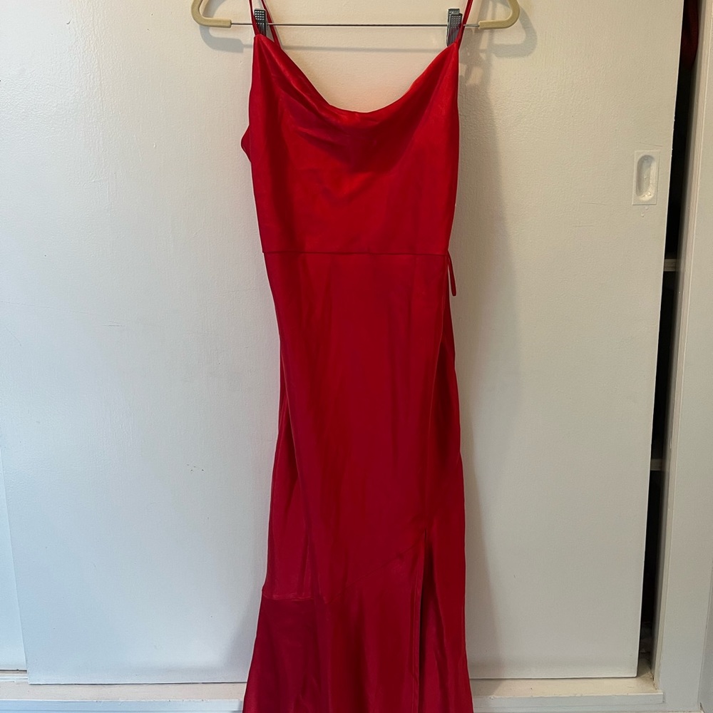 VICI Red Satin Midi Dress
